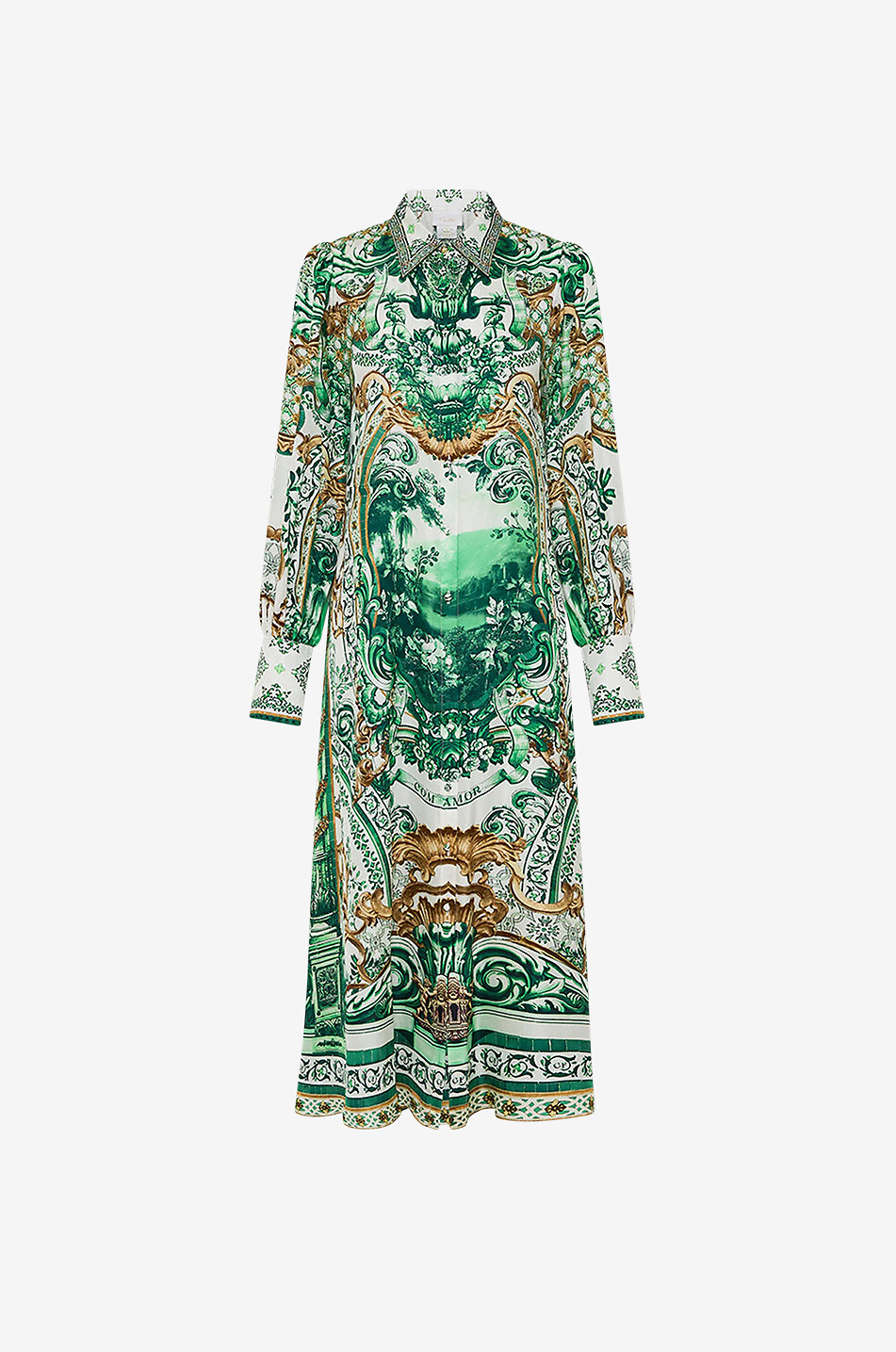 CAMILLA Corridor of Calm midi silk shirt dress Women GREEN 1