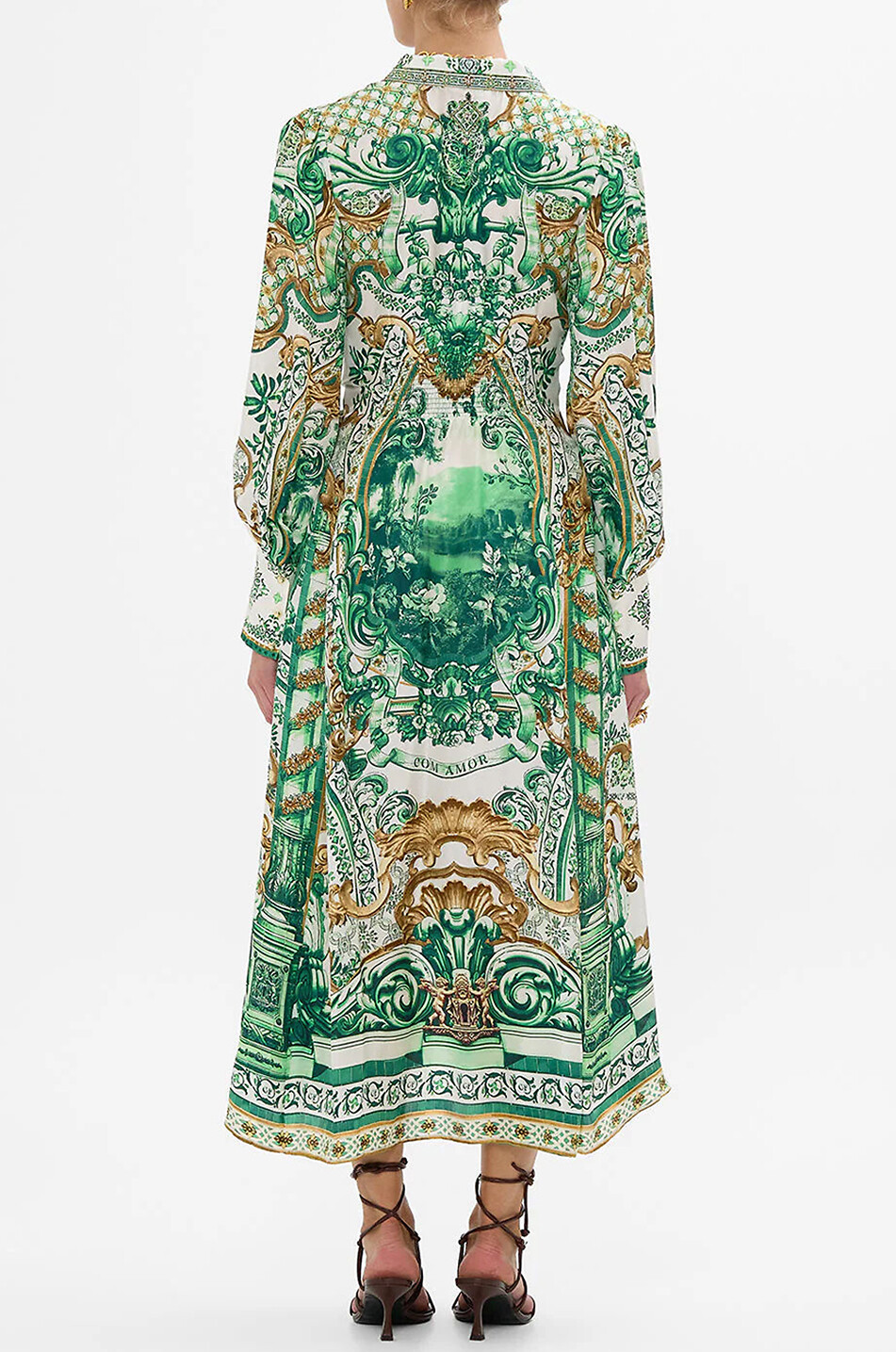 CAMILLA Corridor of Calm midi silk shirt dress Women GREEN 5