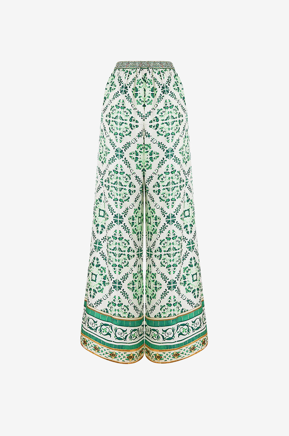 CAMILLA Pantalon large en soie Corridor of Calm Femme VERT 2