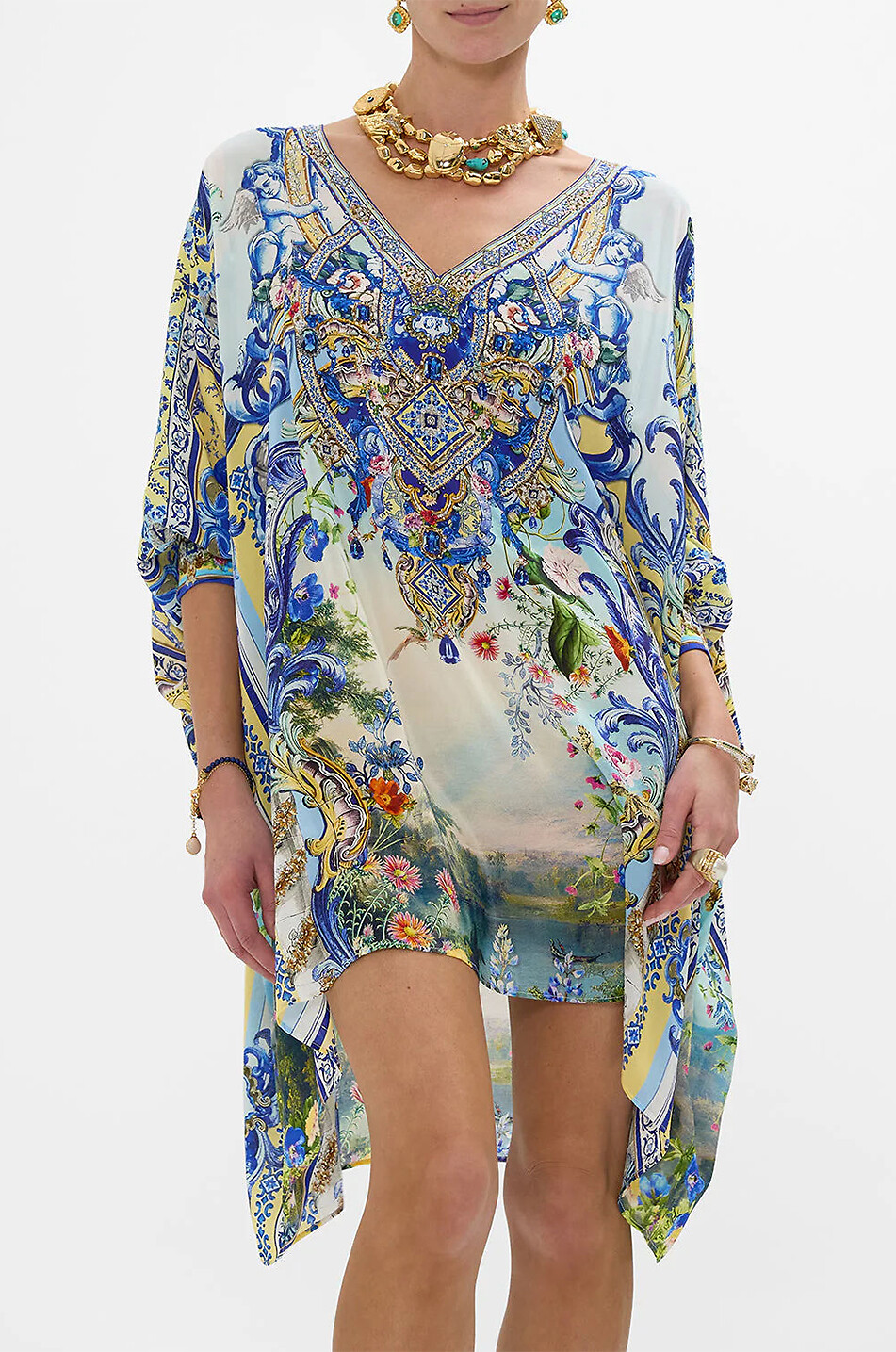 CAMILLA Wall to Wall Wonders silk short kaftan Women BLUE 3