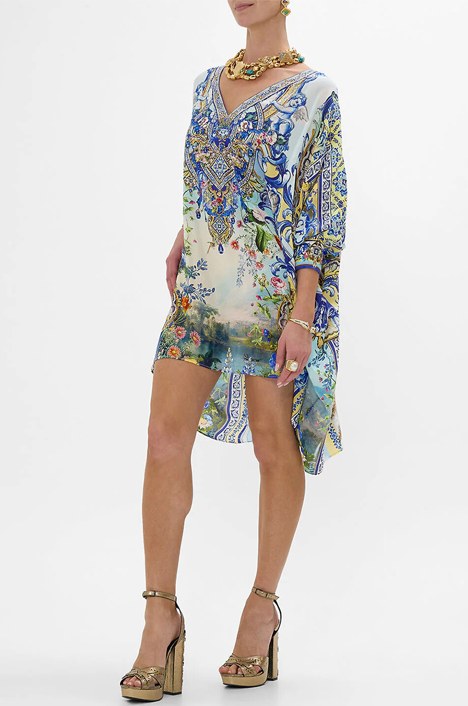 CAMILLA Wall to Wall Wonders silk short kaftan Women BLUE 5