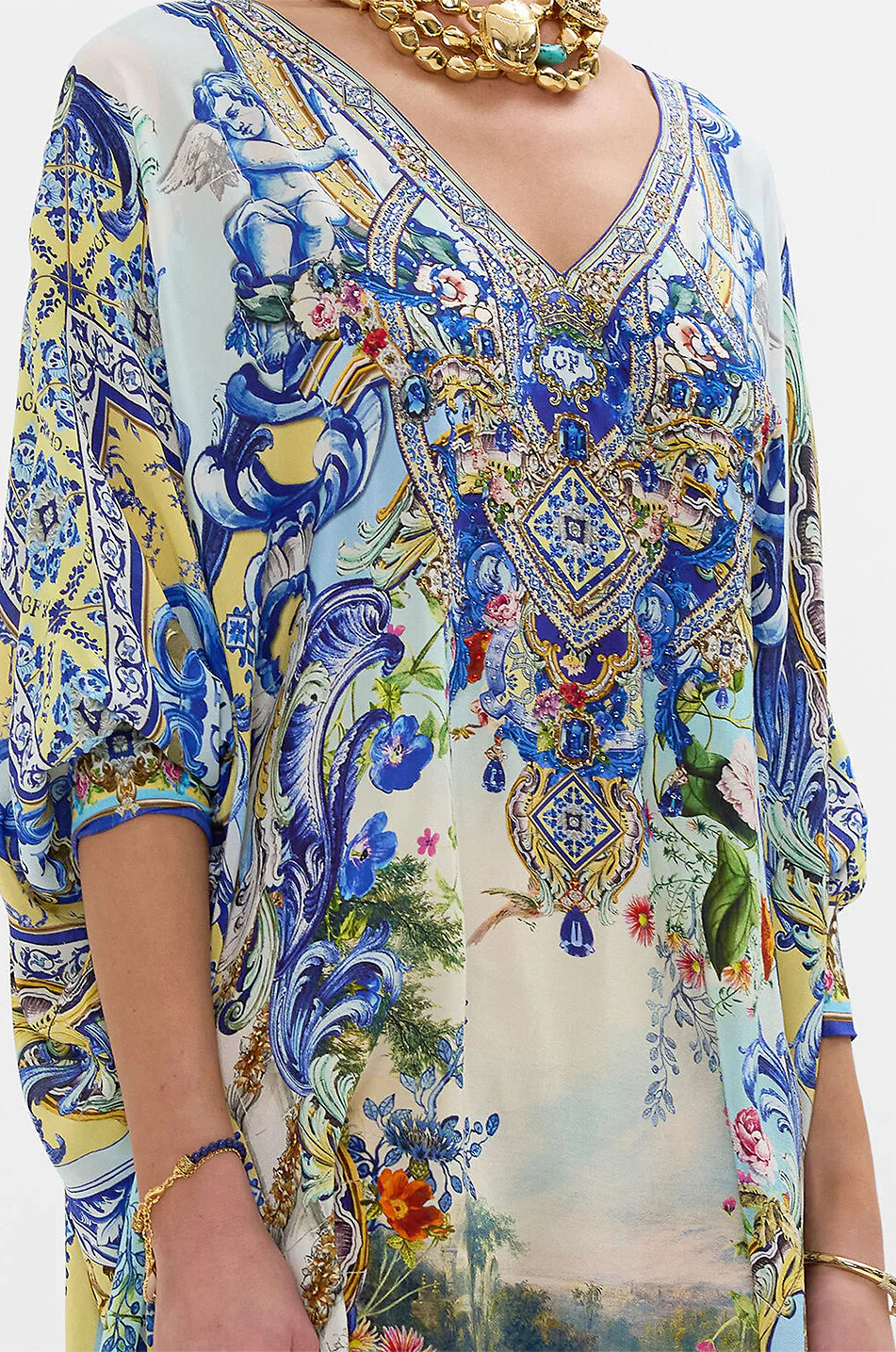 CAMILLA Wall to Wall Wonders silk short kaftan Women BLUE 7