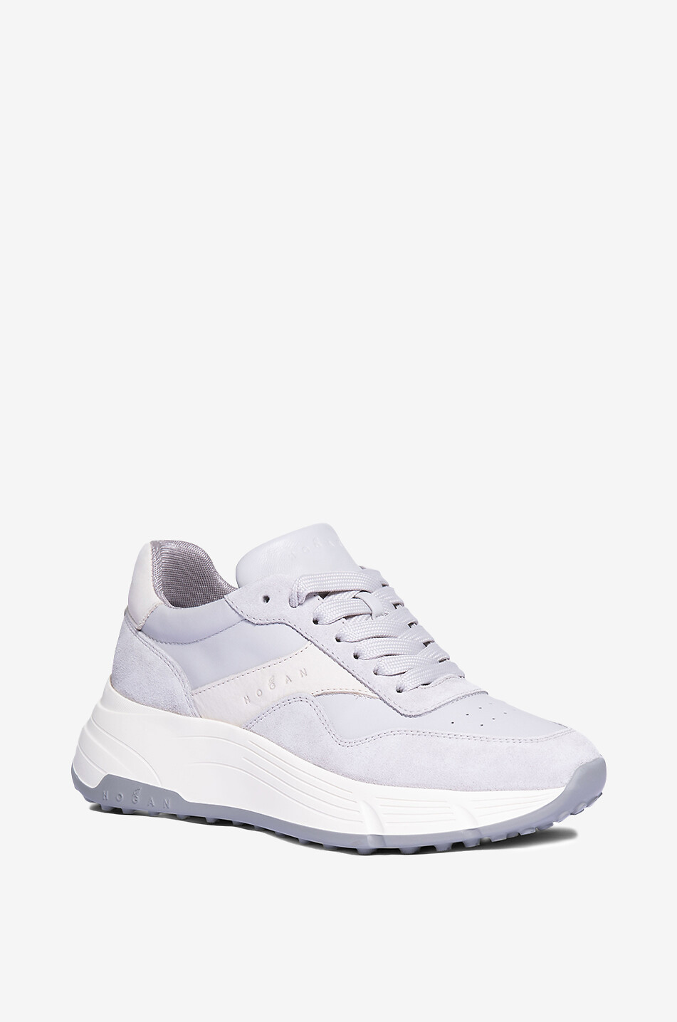 HOGAN Hogan Hi-Fi leather and suede wedge sneakers Women GREY 1