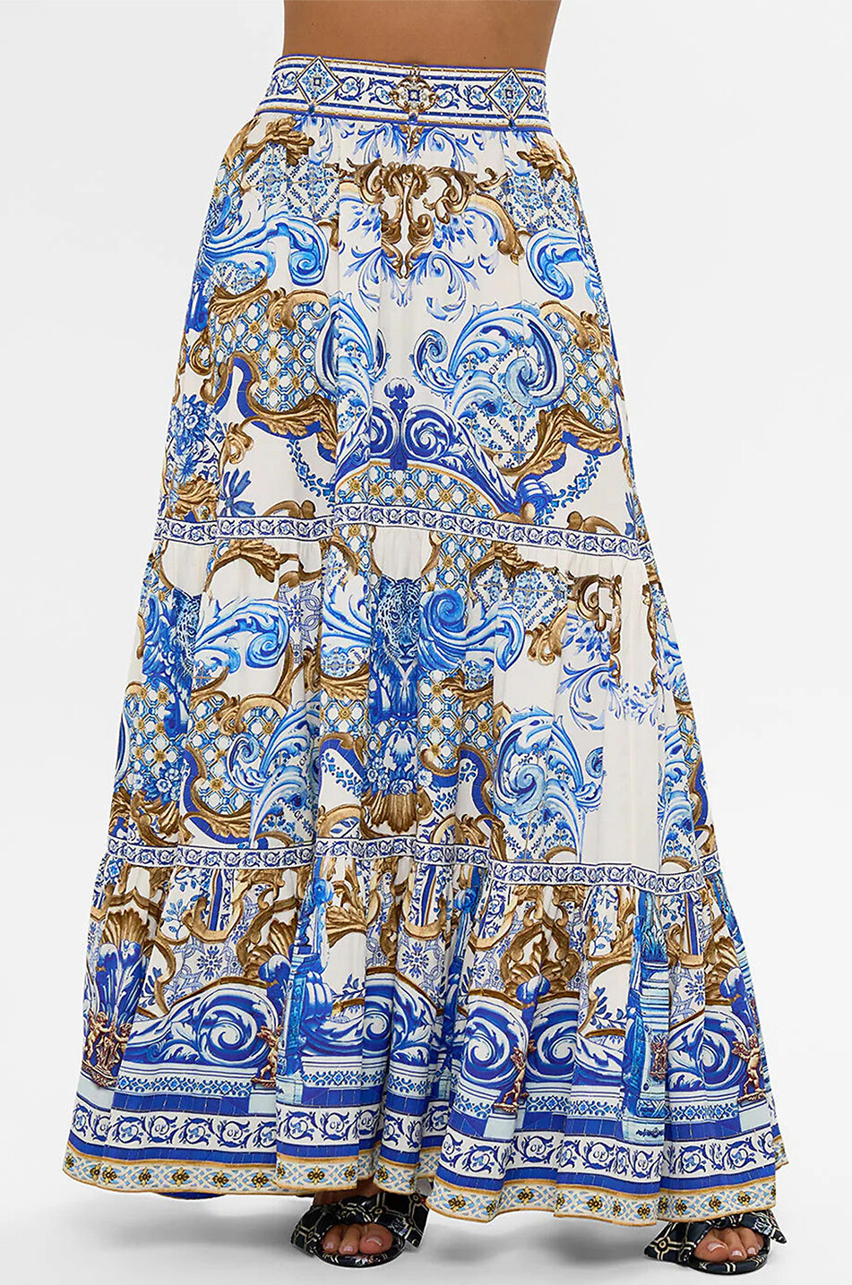 Jupe Midi A-line Marks & Spencer Taille 16 Lin Bleu Chambray Neuve