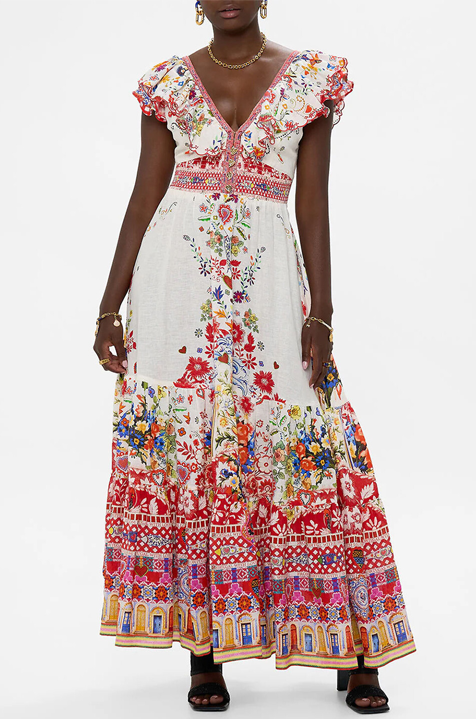 CAMILLA Robe longue en lin Faith Luck & Justice Femme ROUGE 3