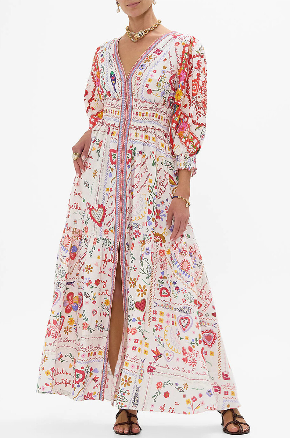 CAMILLA Robe longue en lin Faith Luck & Justice Femme ROUGE 3