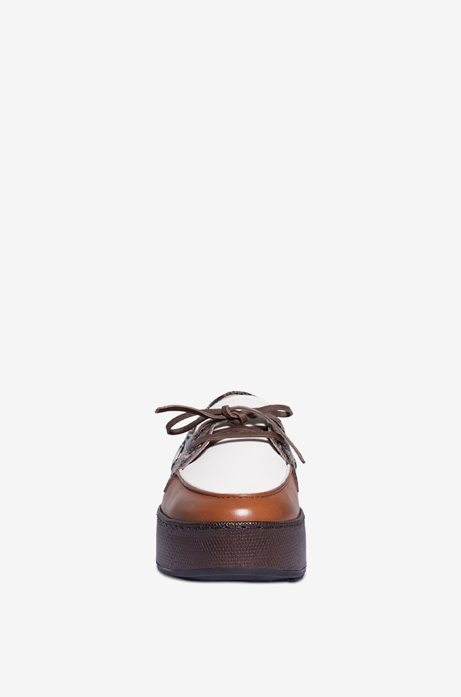 HOGAN Hogan H681 multicolour leather platform boat shoes Women BROWN 2