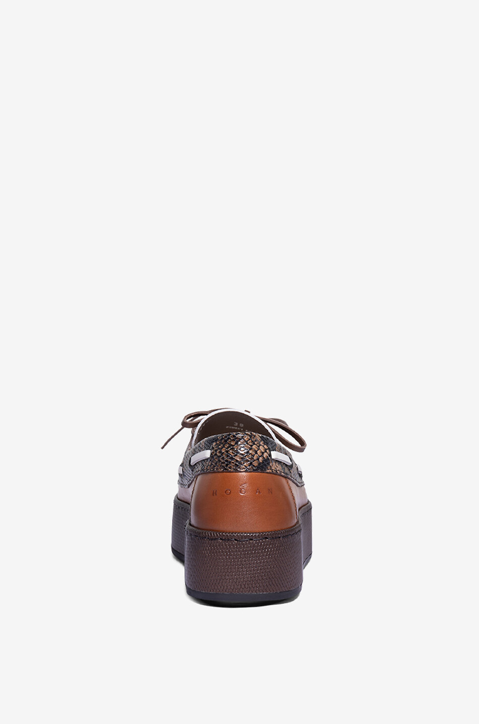 HOGAN Hogan H681 multicolour leather platform boat shoes Women BROWN 3