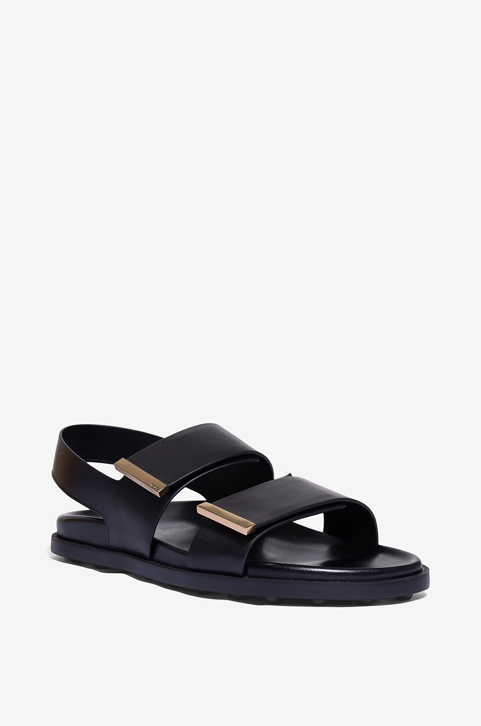 TOD'S Flat smooth leather footbed sandals Women BLACK 1