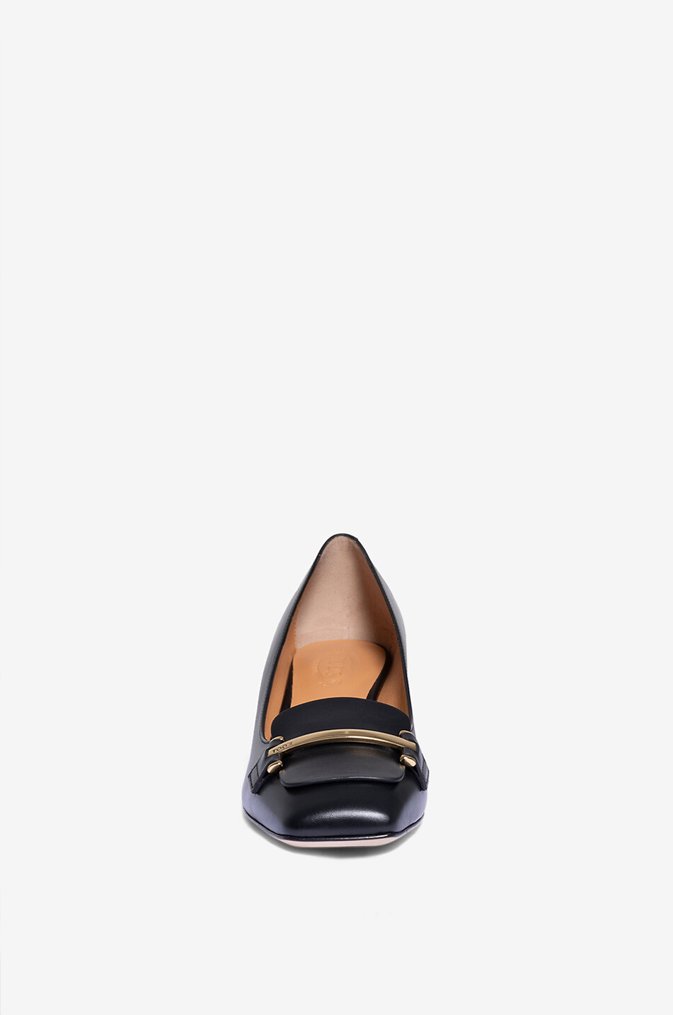 TOD'S Escarpins en cuir lisse à talon carré et barrette 50 Femme NOIR 2