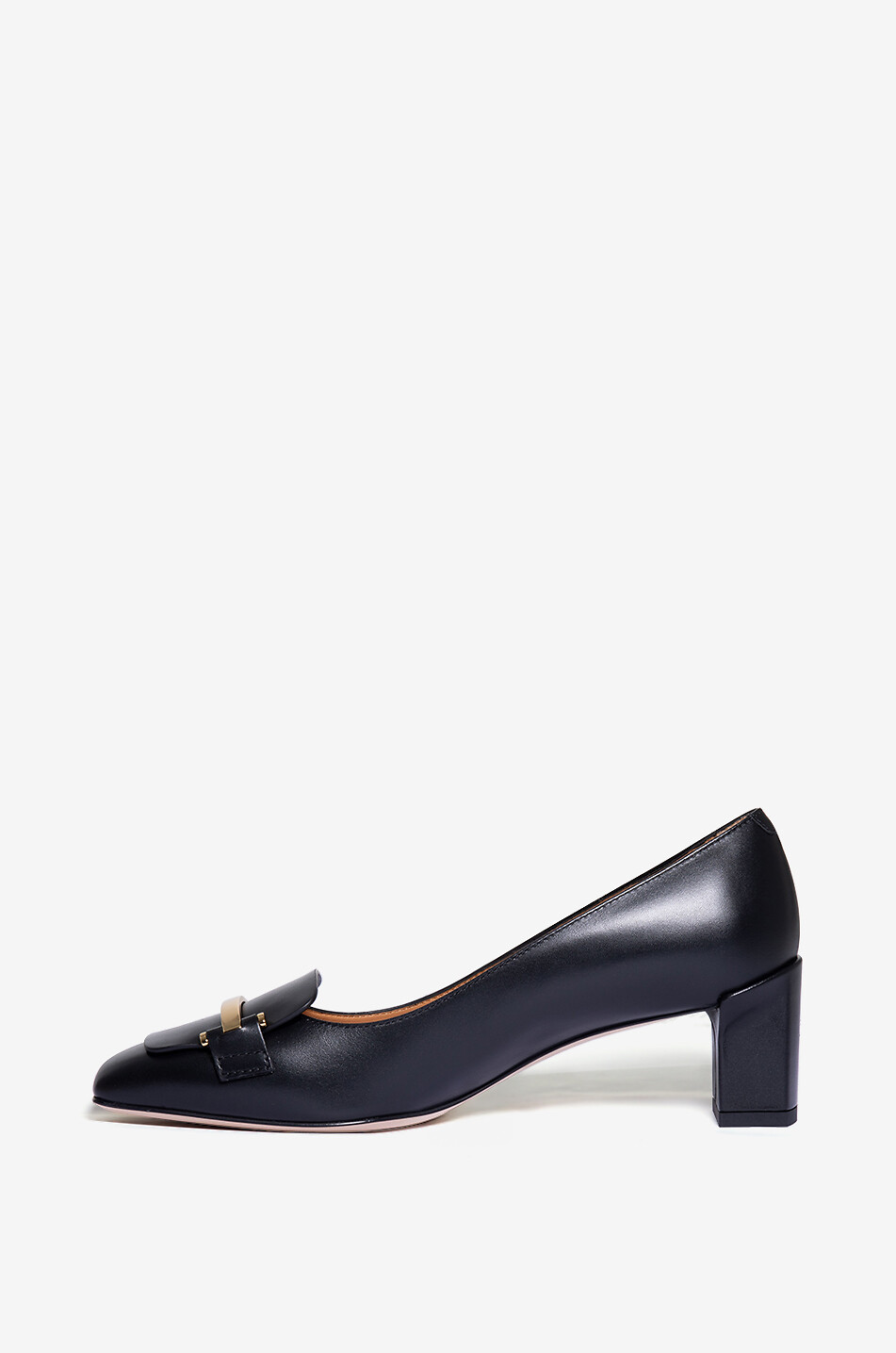 TOD'S Escarpins en cuir lisse à talon carré et barrette 50 Femme NOIR 3