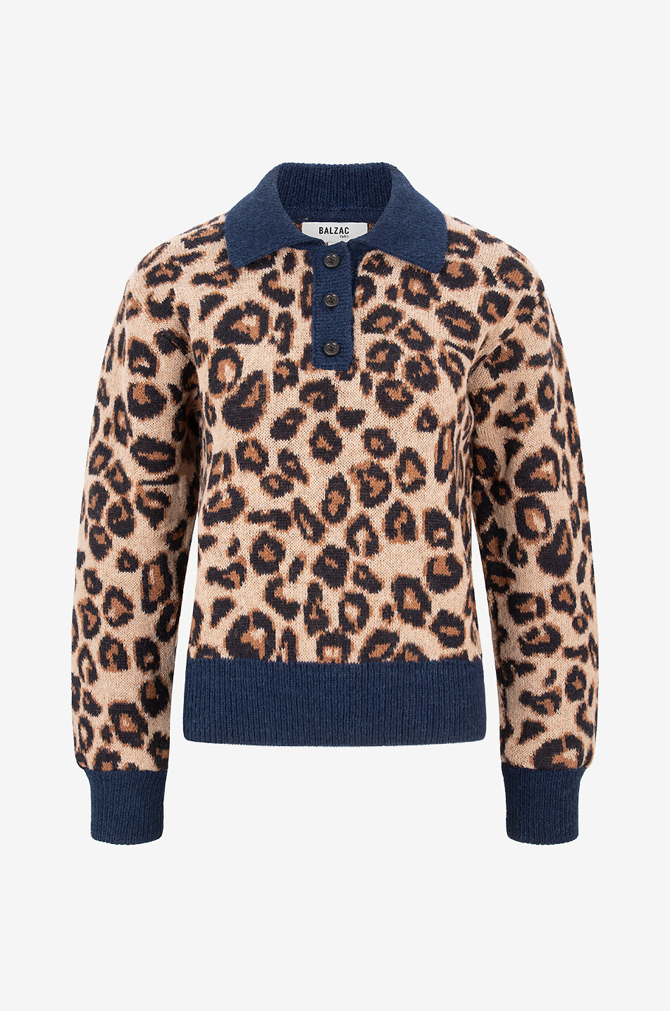 Leoparden-Jacquard-Pullover mit Polokragen Dulce