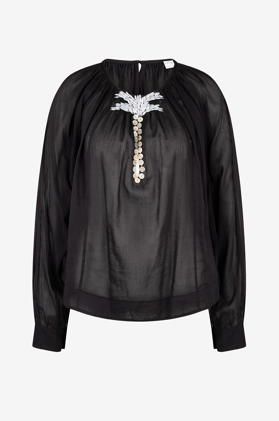Blouse à manches longues en coton et soie Pearl Suite