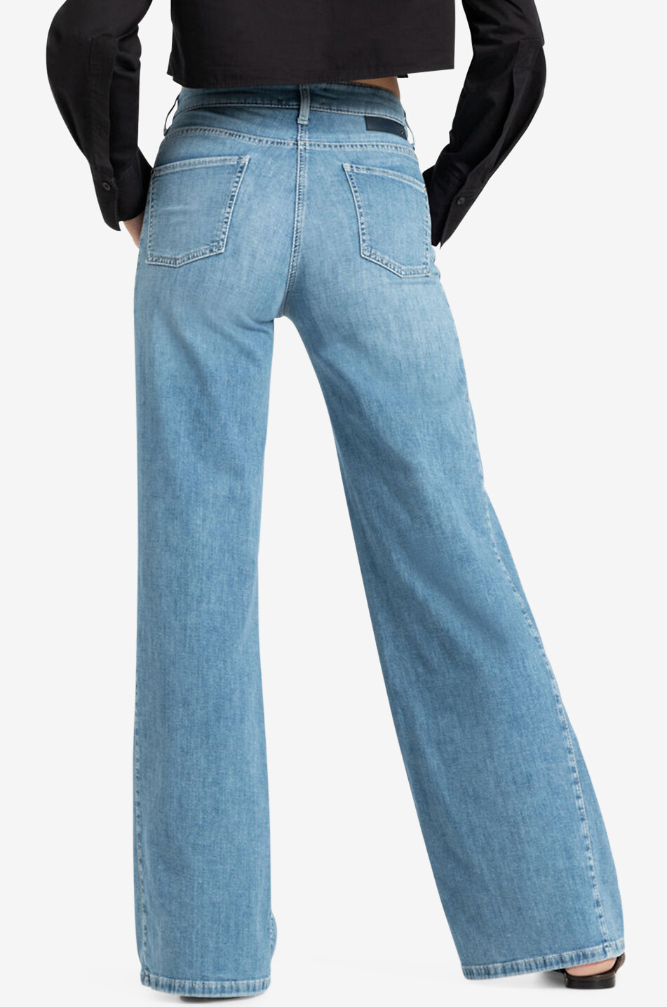 Baumwolljeans mit weitem Bein Palazzo Patch