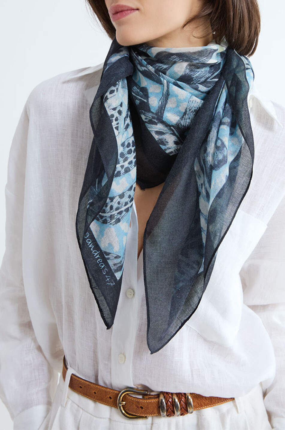 Tropical cashmere and silk square scarf