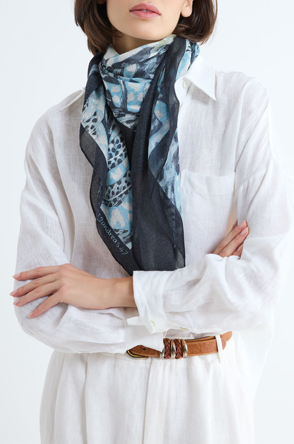Tropical cashmere and silk square scarf