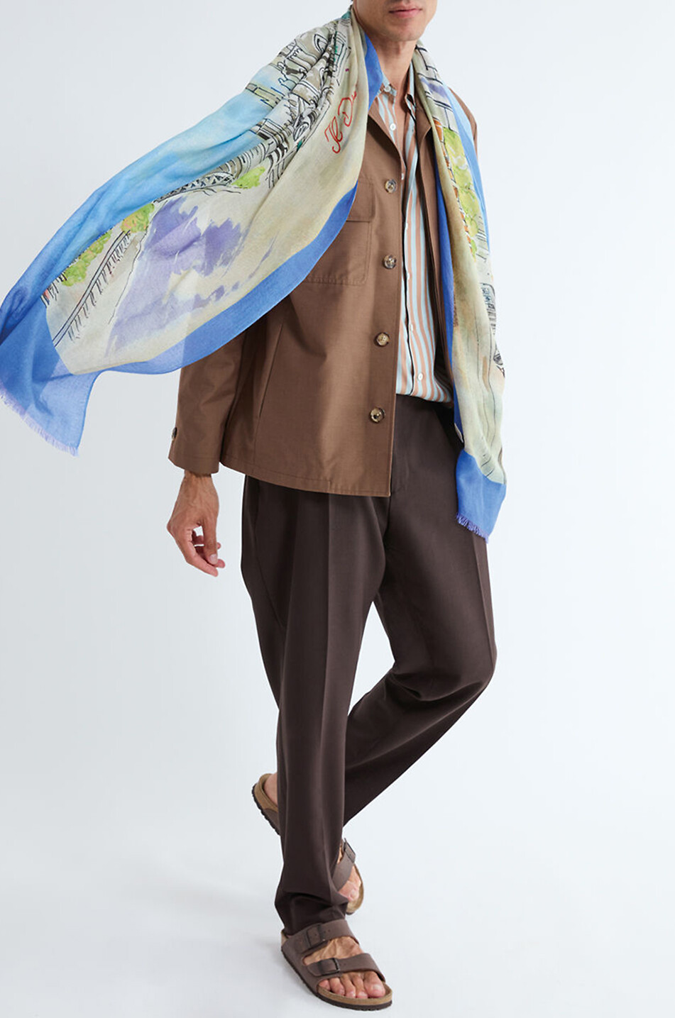19 ANDREA'S 47 Écharpe en cachemire et soie Milano Homme BLEU MOYEN 3