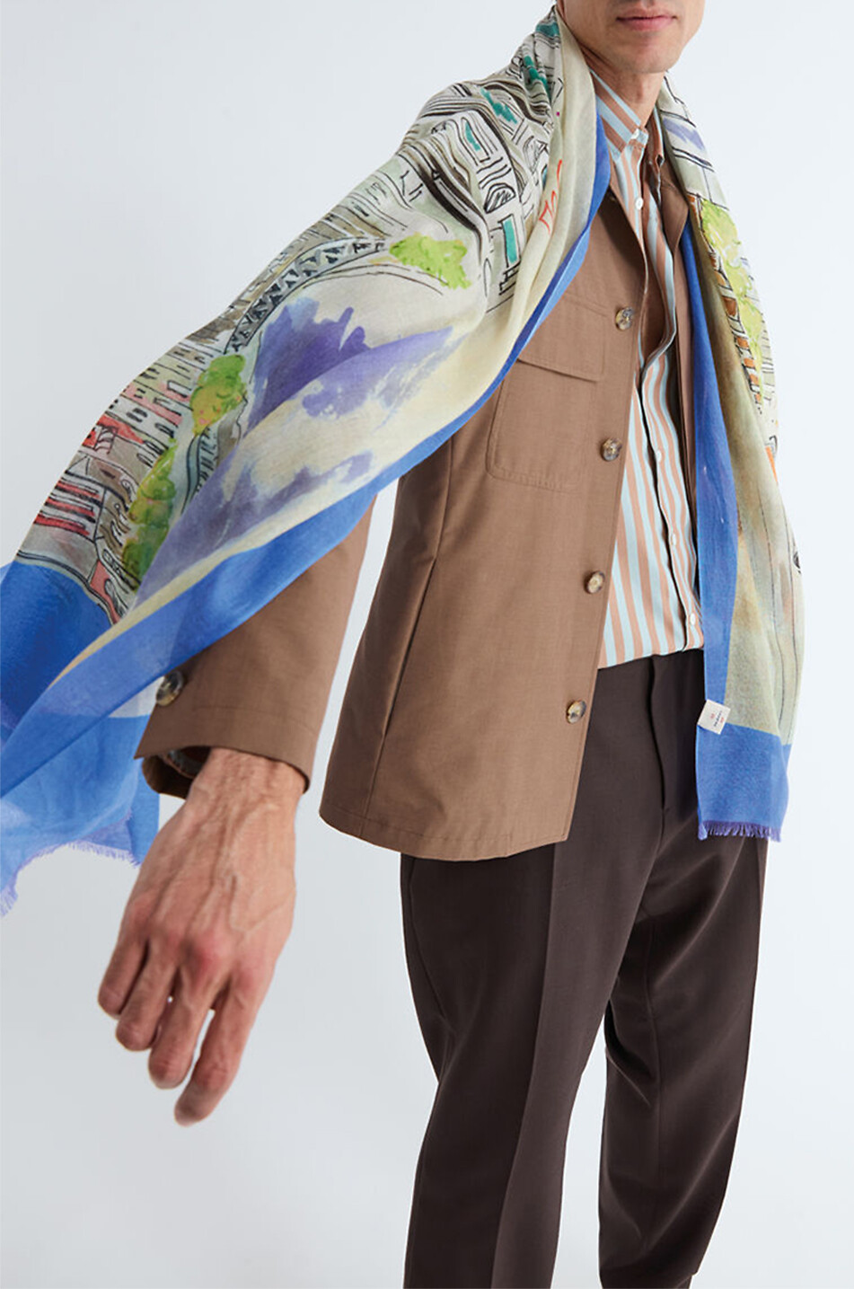 19 ANDREA'S 47 Écharpe en cachemire et soie Milano Homme BLEU MOYEN 5