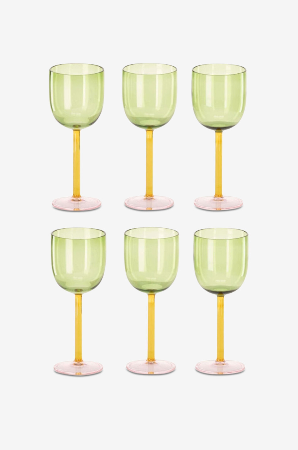 Sunset set of 6 wine glasses