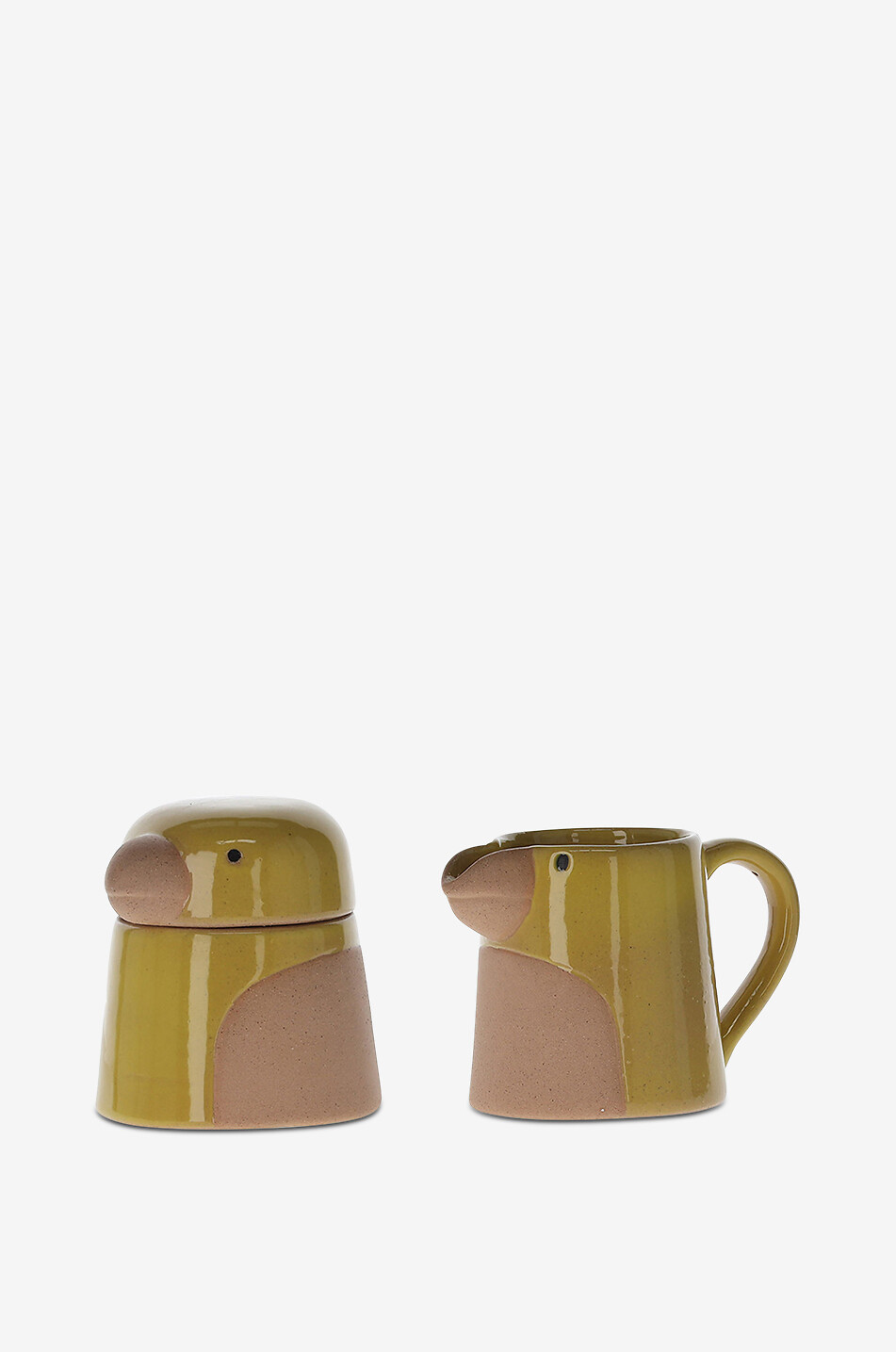 ATHEZZA Set Zuckerdose und Milchkännchen aus Steingut Perroquet Haus GELB 1