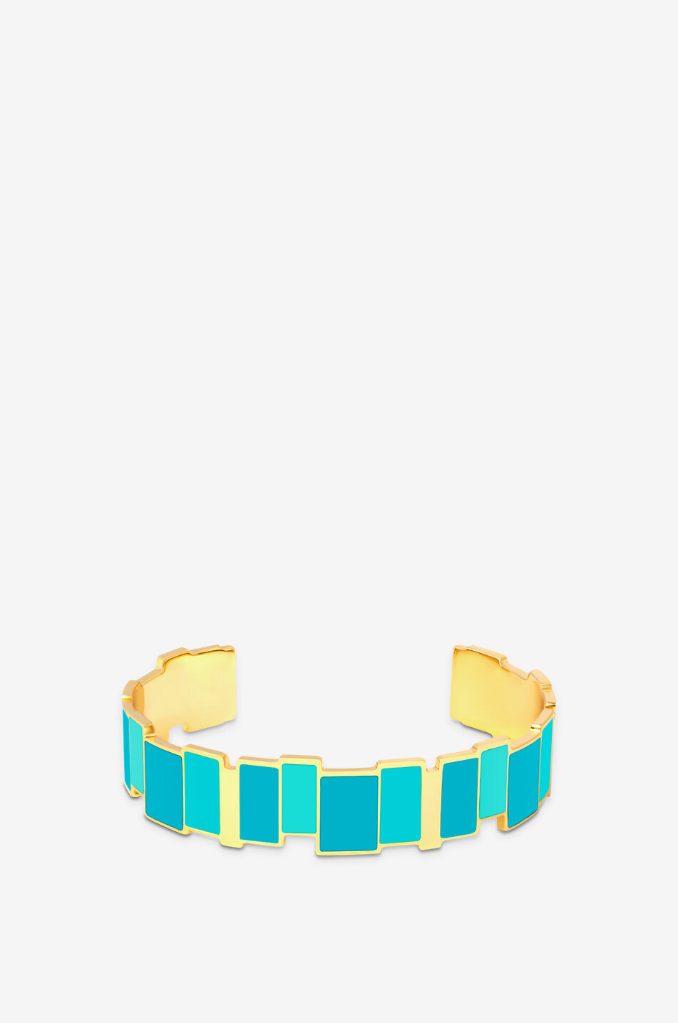 Emaillierter goldener Armreif Inès Multicolore - Bleu Turquoise - 15 mm