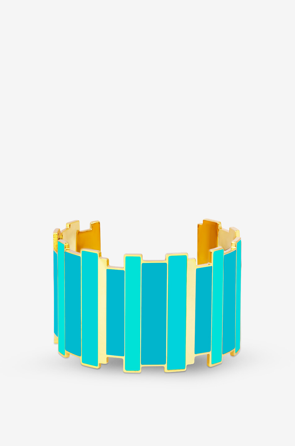 Emaillierte goldene Manschette Inès Multicolore - Bleu Turquoise - 30 mm