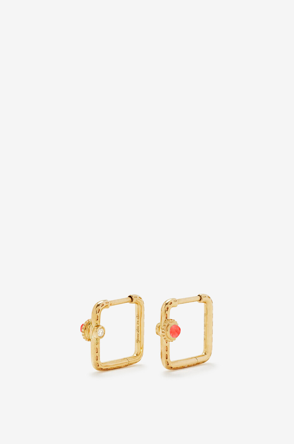 Créoles carrés en or et diamants ornées de pierres Mini Gousset
