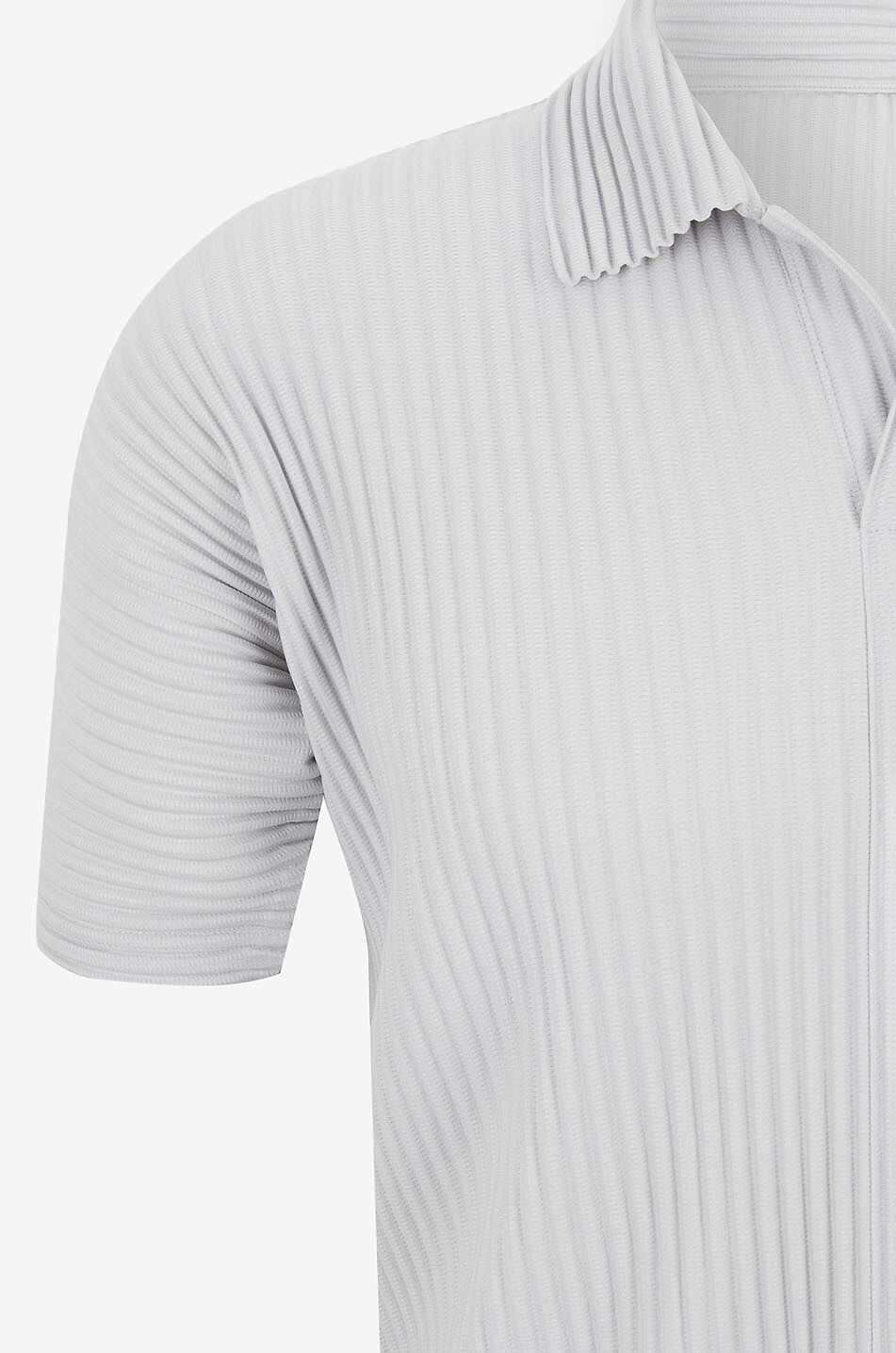HOMME PLISSÉ ISSEY MIYAKE Kurzarm-Plissee-Strickpolohemd Basics Herren HELLGRAU 3