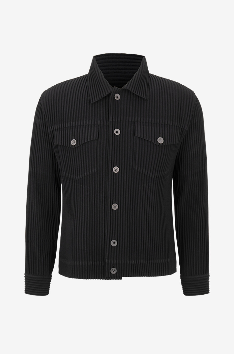 HOMME PLISSÉ ISSEY MIYAKE Wool Like Light pleated shirt jacket Men BLACK 1