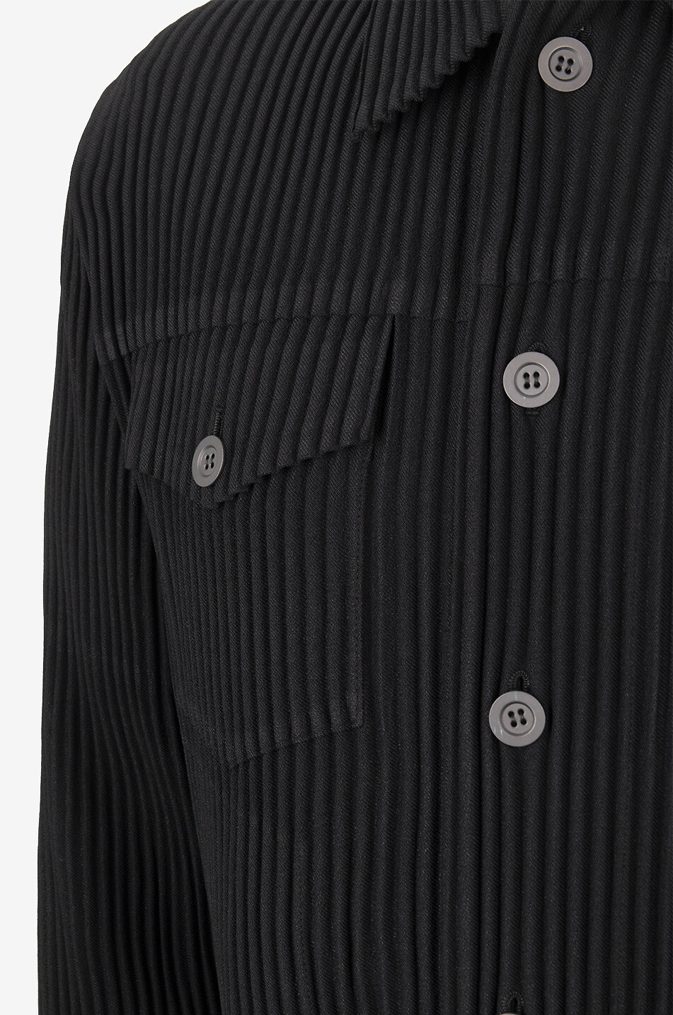 HOMME PLISSÉ ISSEY MIYAKE Wool Like Light pleated shirt jacket Men BLACK 3