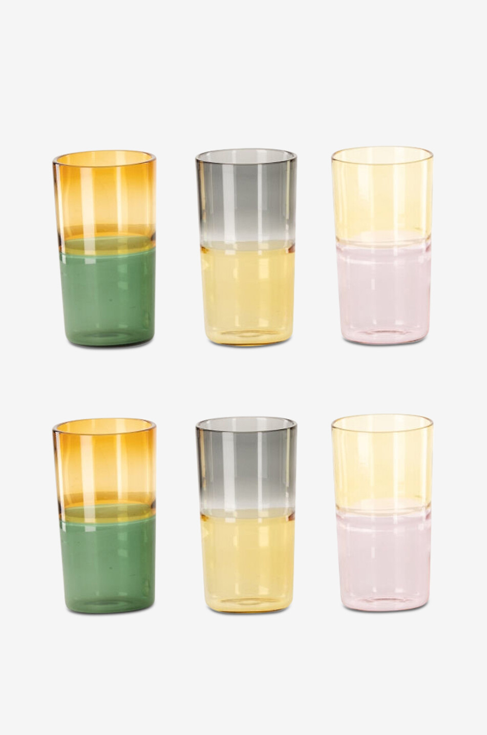 Sunset set of 6 water glasses