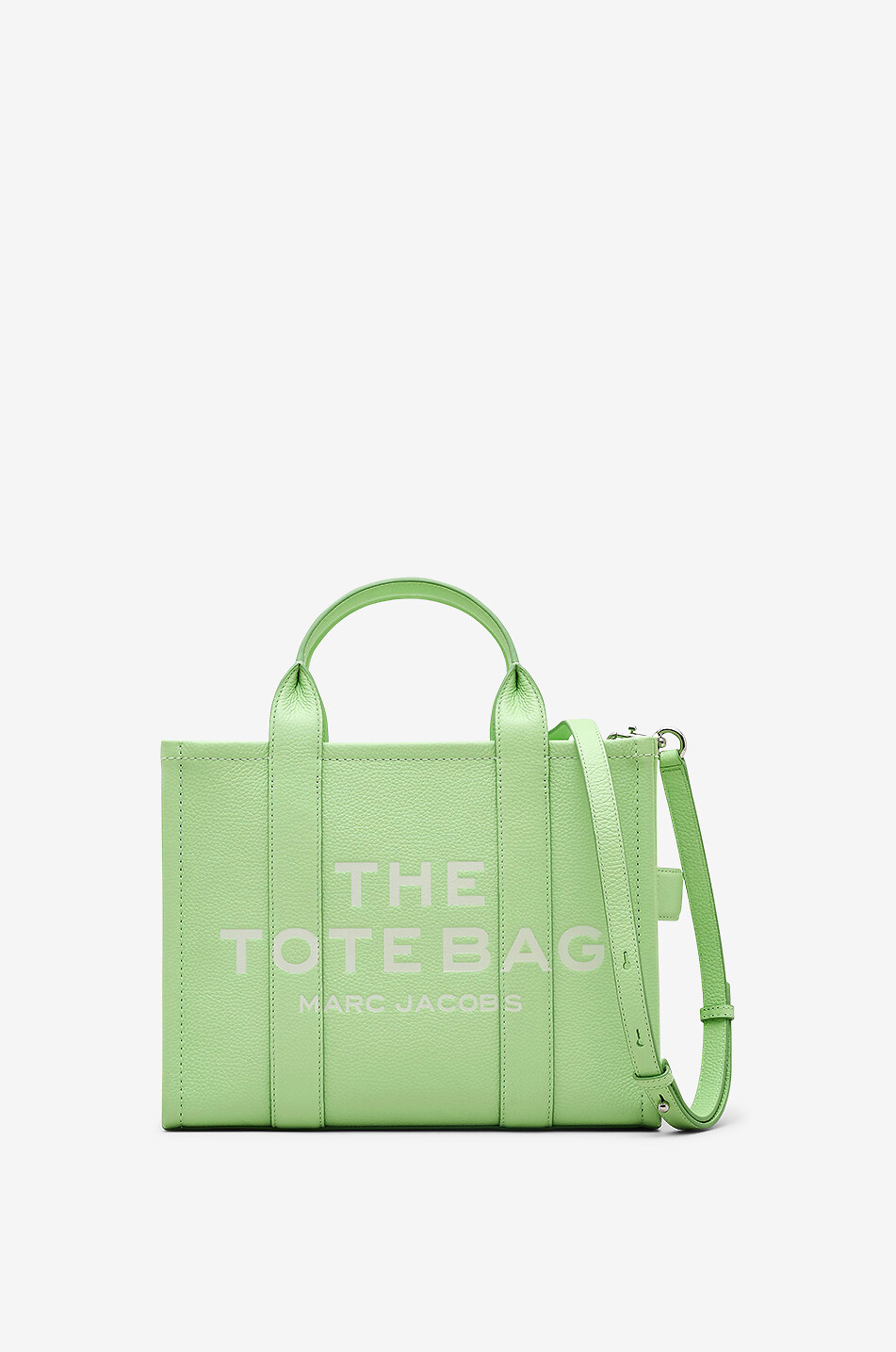 MARC JACOBS Sac cabas en cuir grainé The Leather Medium Tote Femme VERT CLAIR 1