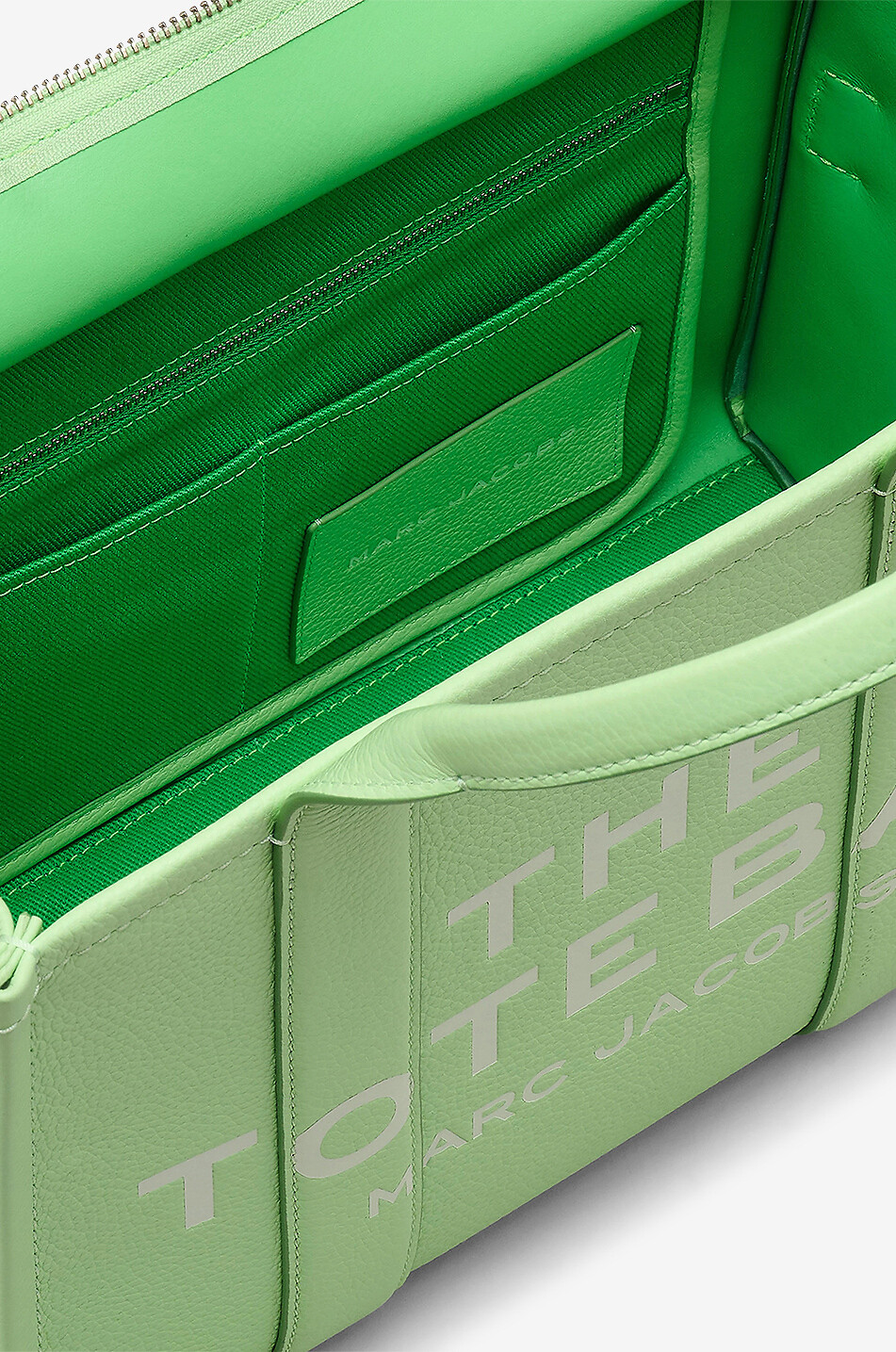MARC JACOBS Sac cabas en cuir grainé The Leather Medium Tote Femme VERT CLAIR 7