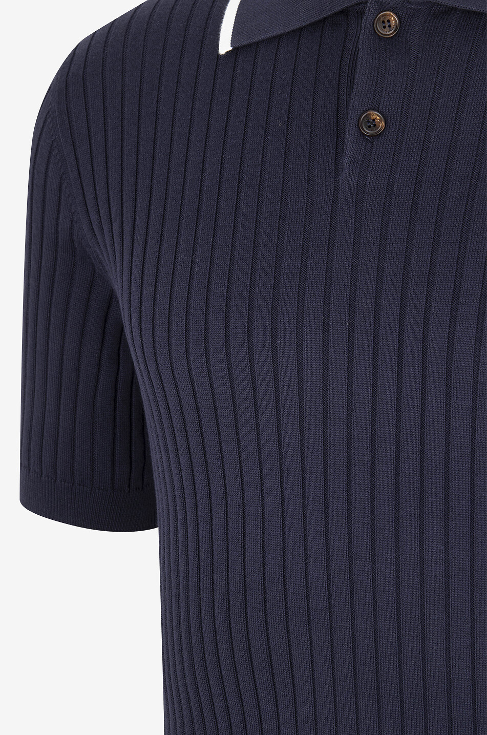 BRUNELLO CUCINELLI Rippstrick-Kurzarm-Polohemd im Slim Fit Herren DUNKELBLAU 3