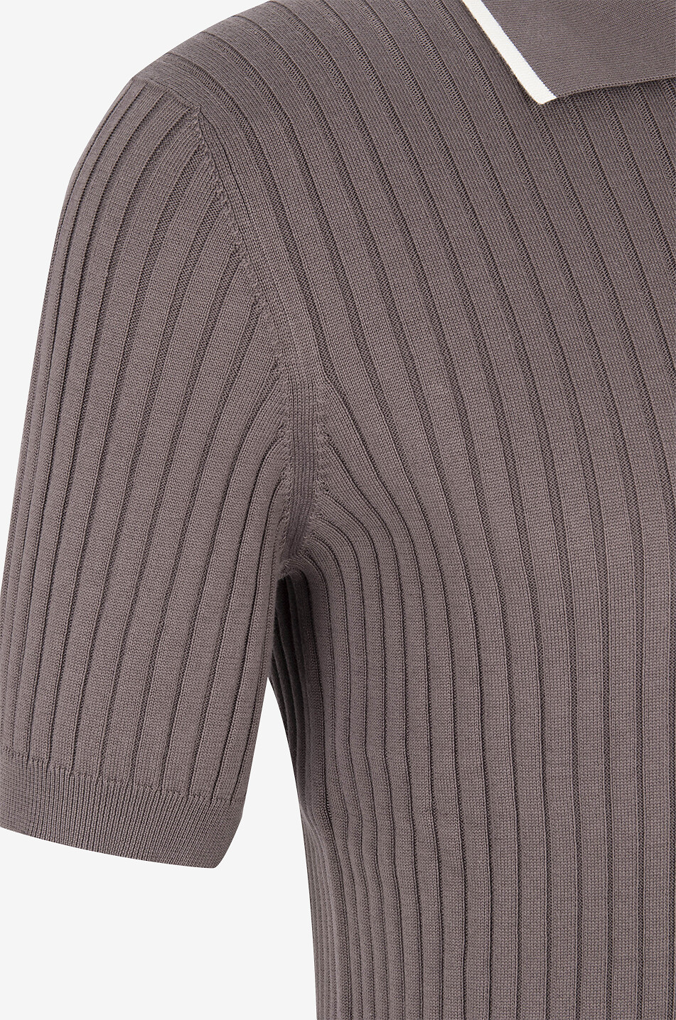 BRUNELLO CUCINELLI Rippstrick-Kurzarm-Polohemd im Slim Fit Herren DUNKELBRAUN 3