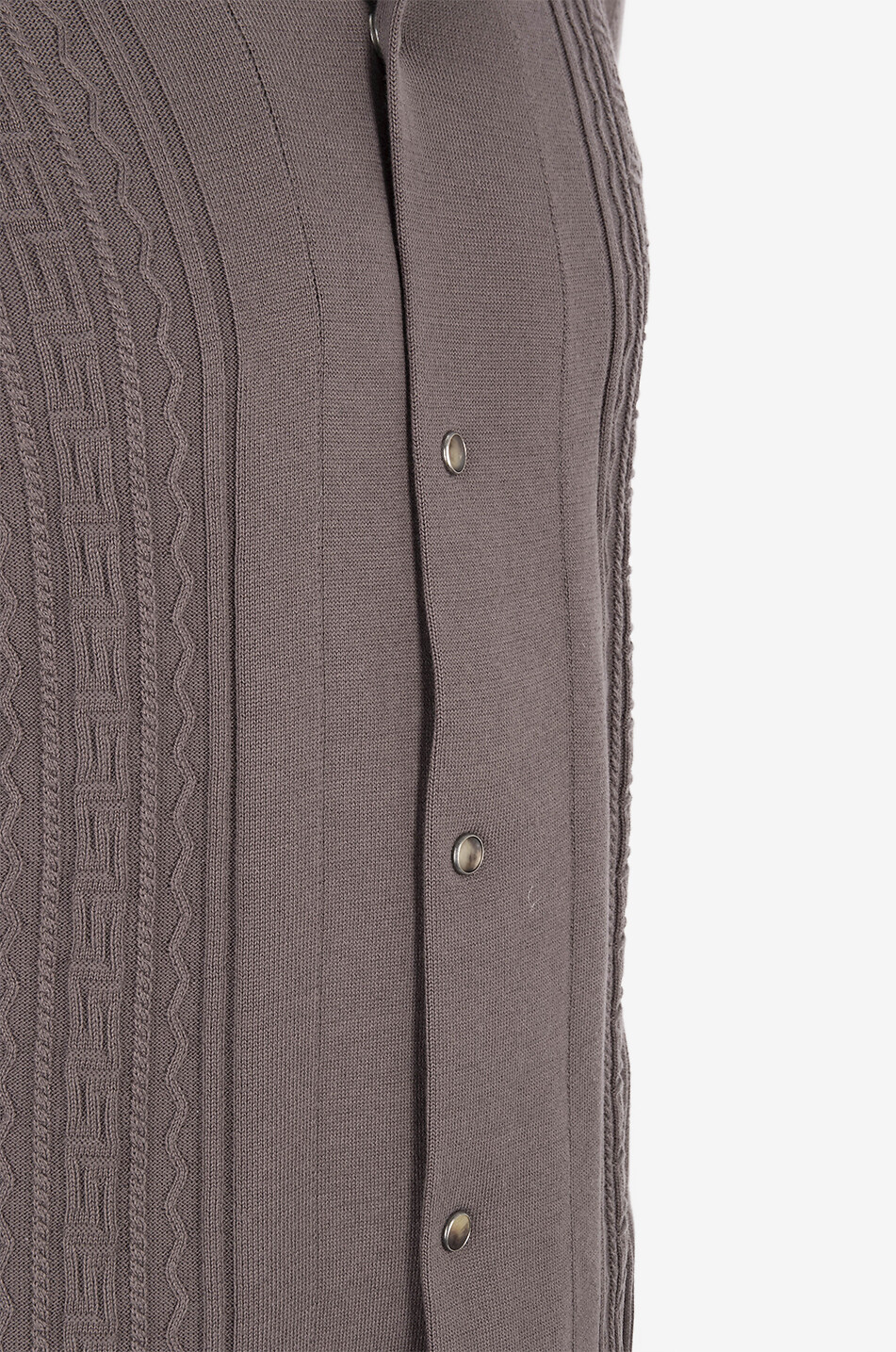 BRUNELLO CUCINELLI Geometric knit short-sleeved shirt Men DARK BROWN 3