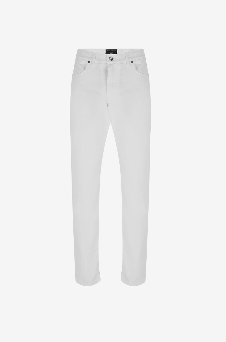 DOLCE & GABBANA Baumwollstretch-Slim-Fit-Jeans mit Logoplättchen Herren WEISS 1