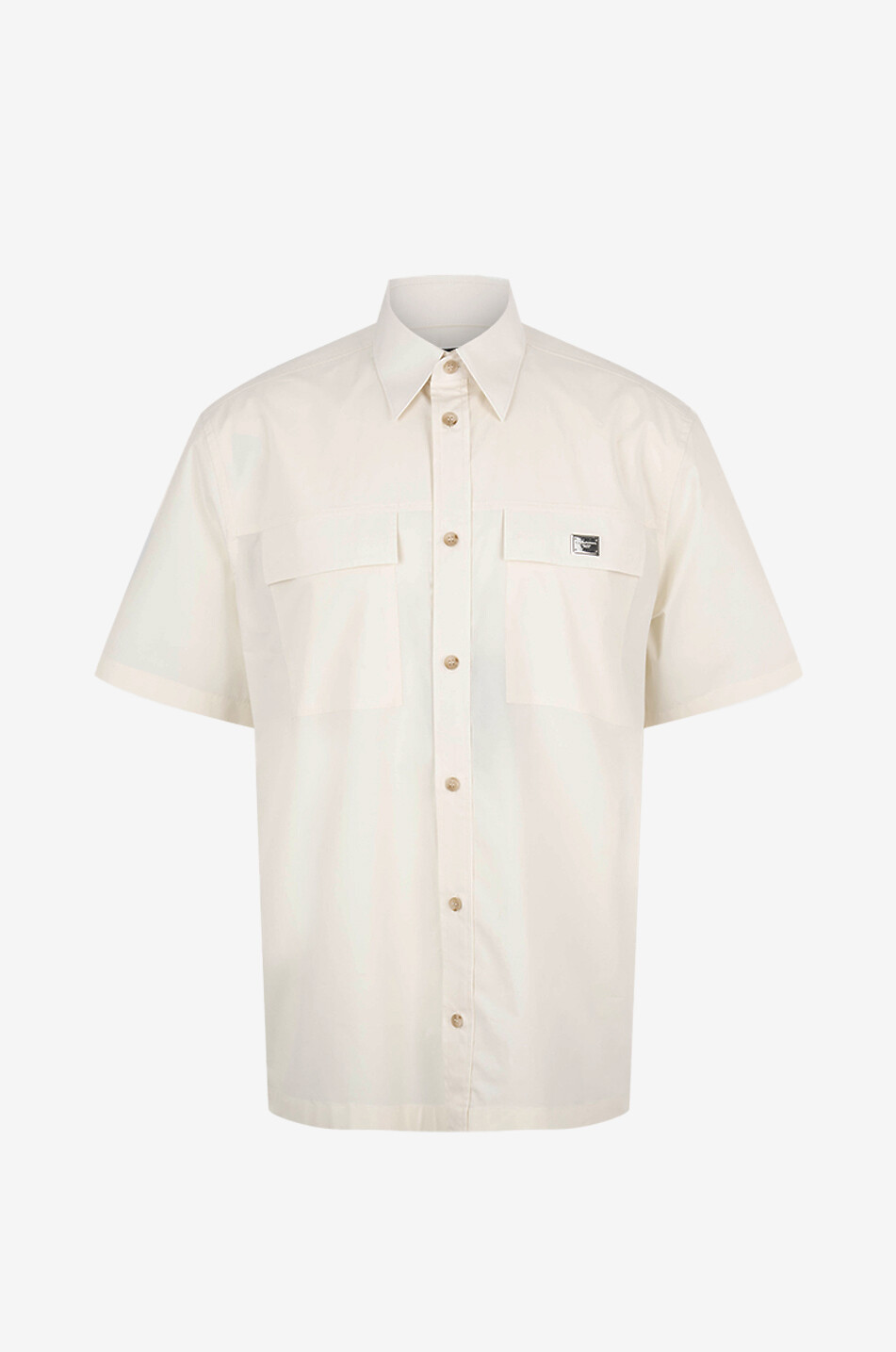 DOLCE & GABBANA Kurzarm-Hawaihemd aus Popeline mit Plättchen Herren Hellbeige 1
