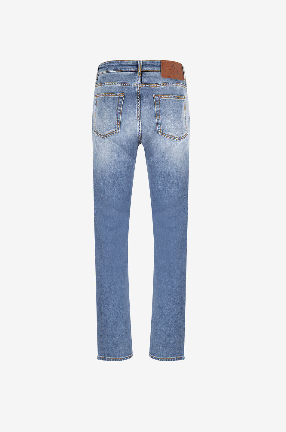 Ausgewaschene gerade Jeans mit Pegaso-Stickerei