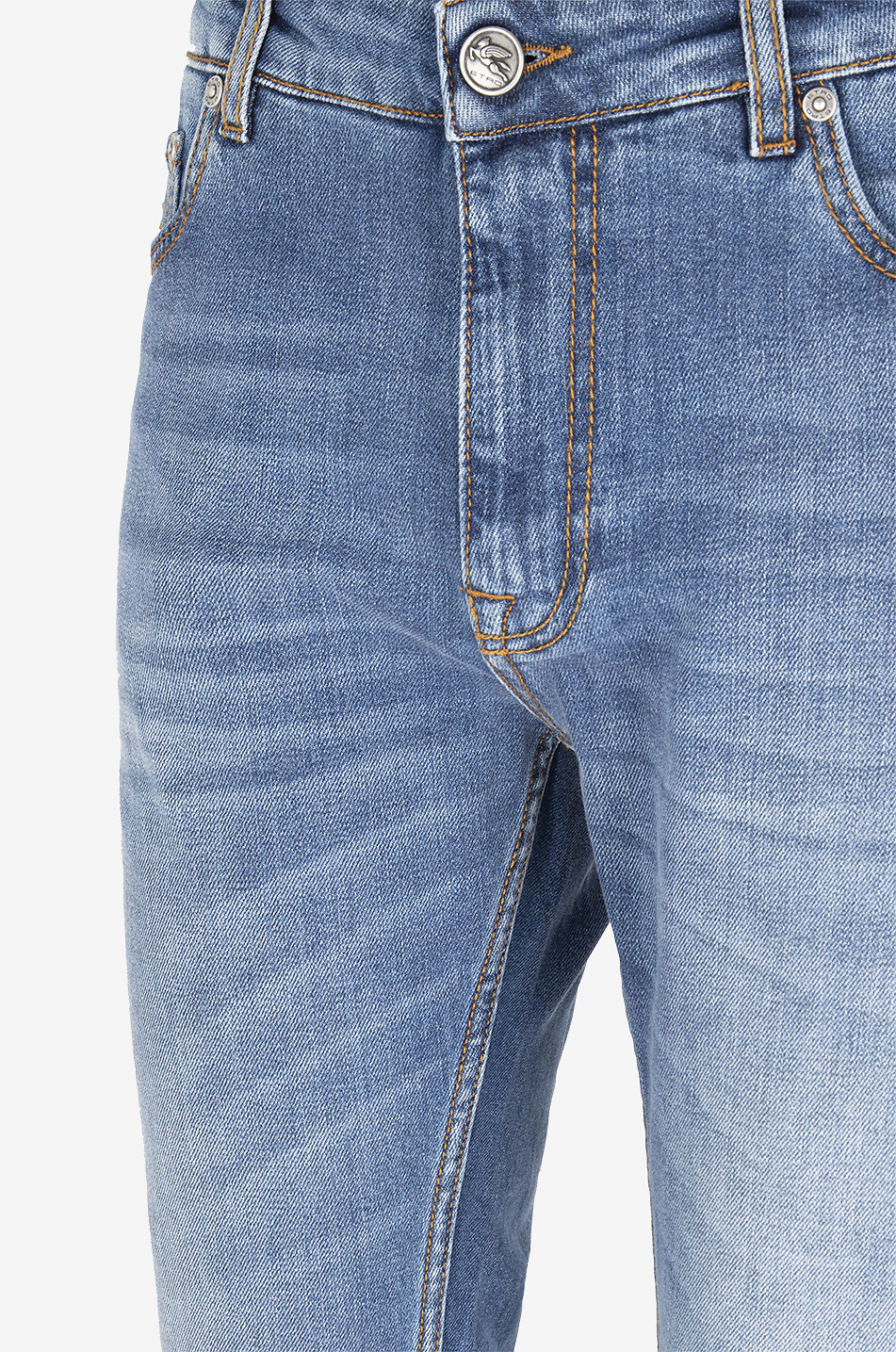 Ausgewaschene gerade Jeans mit Pegaso-Stickerei