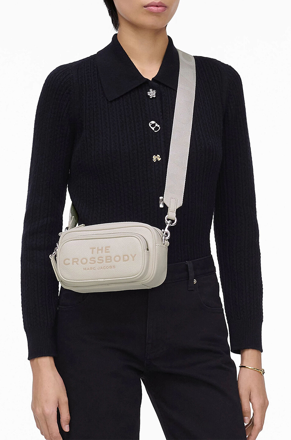 MARC JACOBS Umhängetasche aus genarbtem Leder The Crossbody Damen BEIGE 3