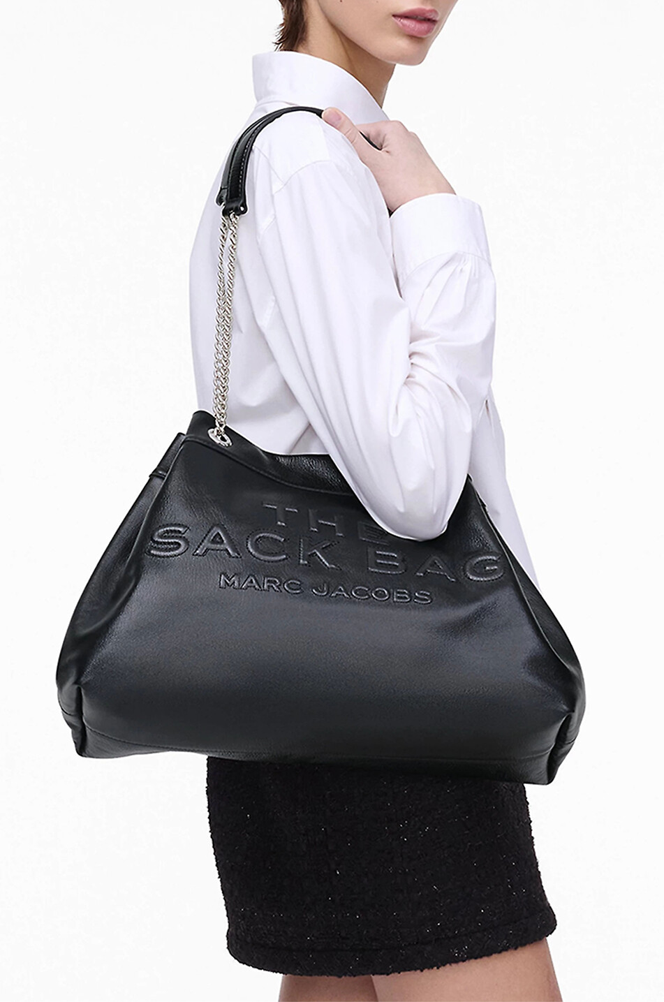 MARC JACOBS The Chain Sack grained leather shoulder bag Women BLACK 3