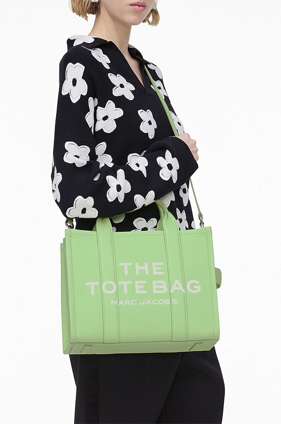 MARC JACOBS Sac cabas en cuir grainé The Leather Medium Tote Femme VERT CLAIR 4