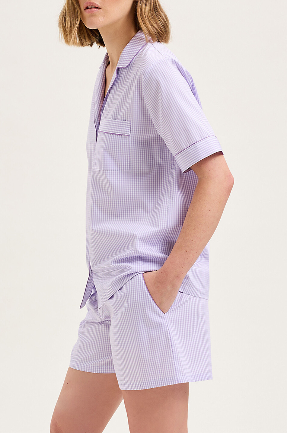 LAURENCE TAVERNIER Ensemble pyjama à carreaux vichy Essentiel Femme VIOLET CLAIR 4