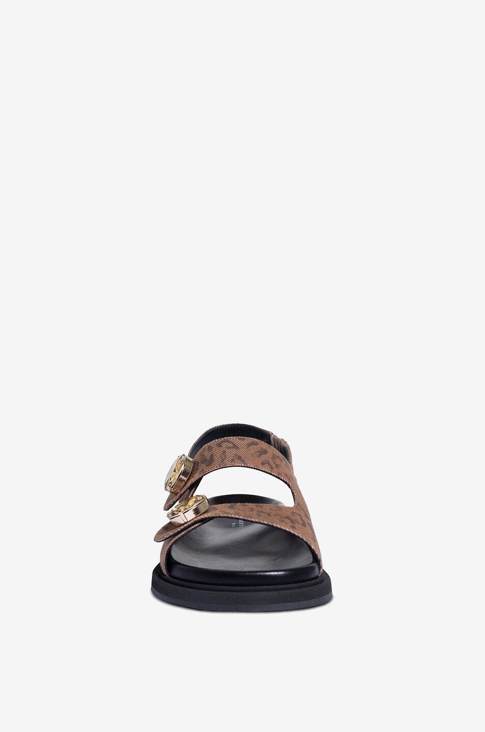 ROBERTO FESTA X BONGÉNIE Leoparden-Stoff-Utility-Sandalen Collins Damen BRAUN 2