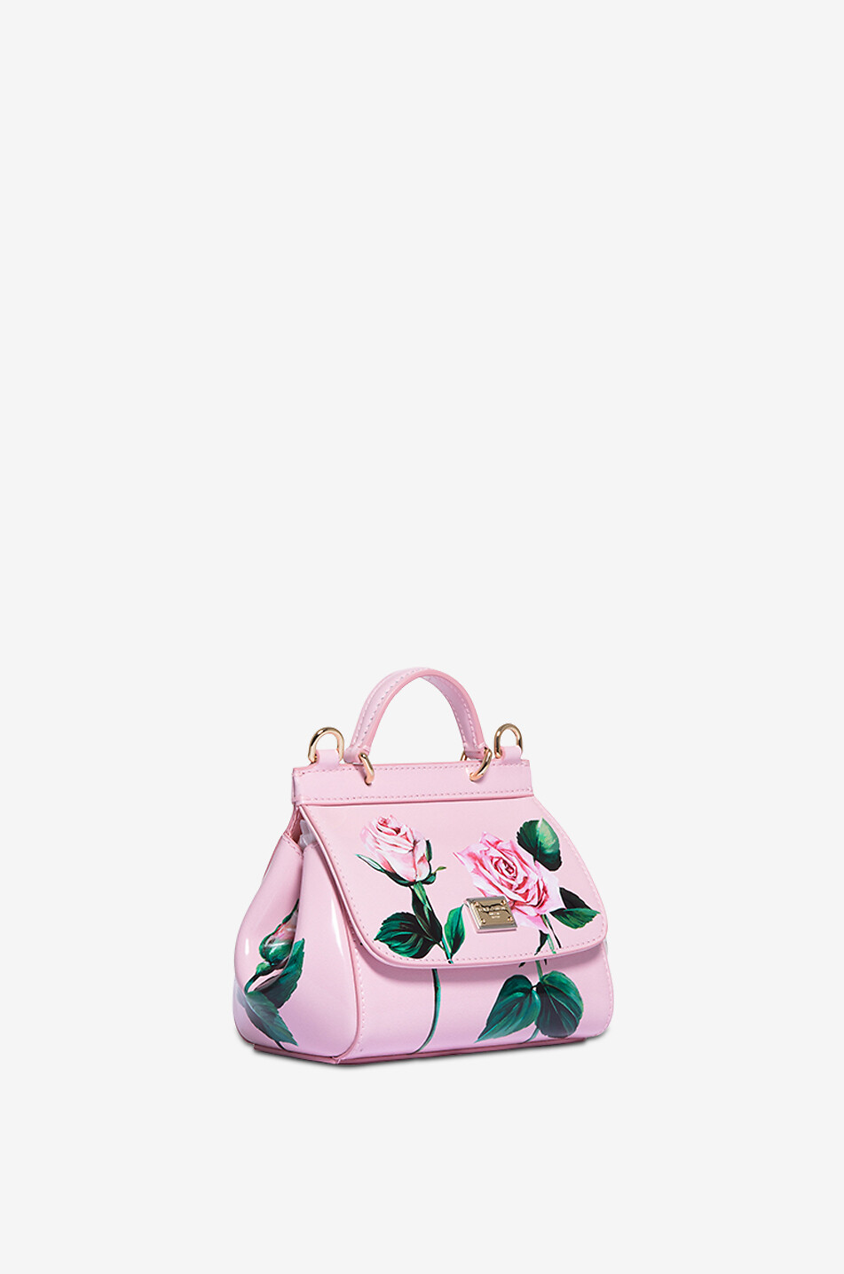 DOLCE & GABBANA Sicily rose printed patent leather girls's handbag Girl PINK 1