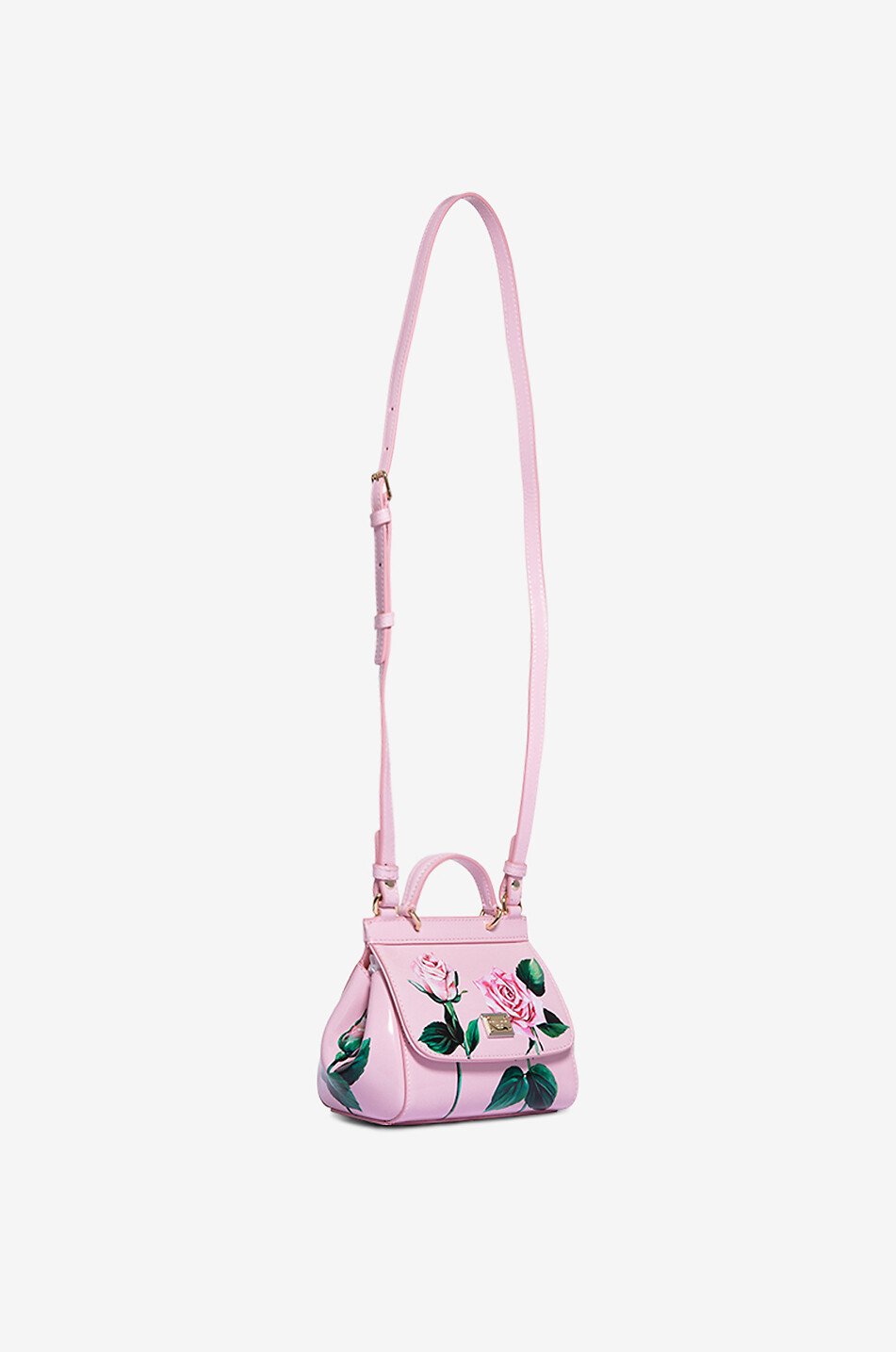 DOLCE & GABBANA Sicily rose printed patent leather girls's handbag Girl PINK 4