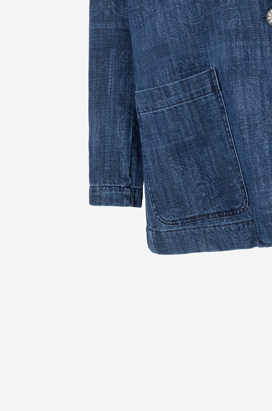 SHAFT Blazer en denim fluide imprimé Western Vic Femme BLEU 7