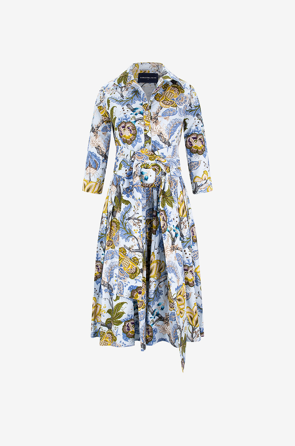 SAMANTHA SUNG Audrey floral cotton midi dress Women LIGHT BLUE 1