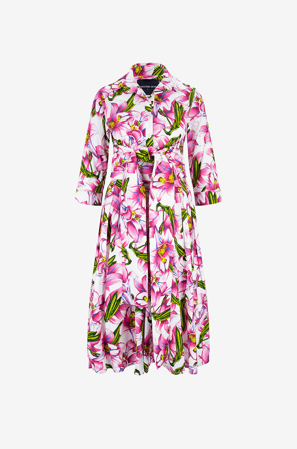 SAMANTHA SUNG Audrey lily printed cotton midi dress Women PINK 1
